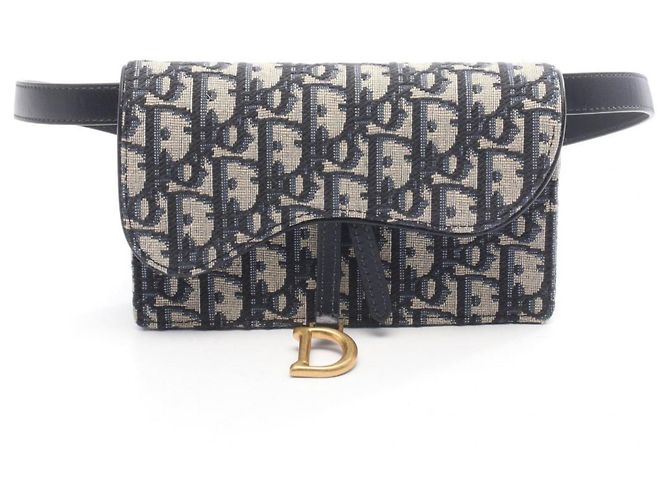 Borsa Saddle Christian Dior Beige Blu navy
