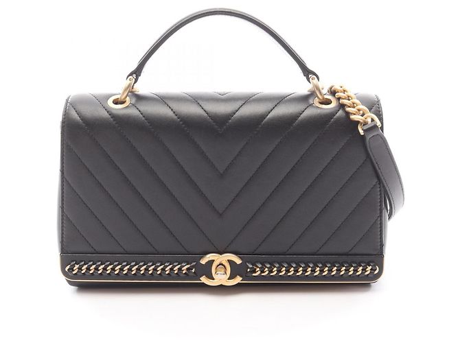 Bolsa de Ombro V-Stitch da Chanel Preto