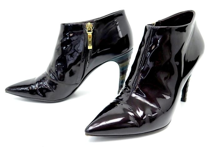 BOTAS LOUIS VUITTON JEALOUS 38 CUERO LACADO AMARANTE BOTAS BAJAS Burdeos