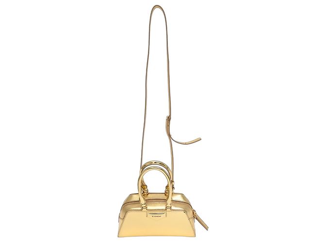 Bolsa de mão mini Antigona Leste-Oeste em couro dourado metálico da Givenchy