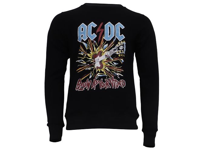Gucci AC-DC bedruckter Sweatshirt aus schwarzer Baumwolle
