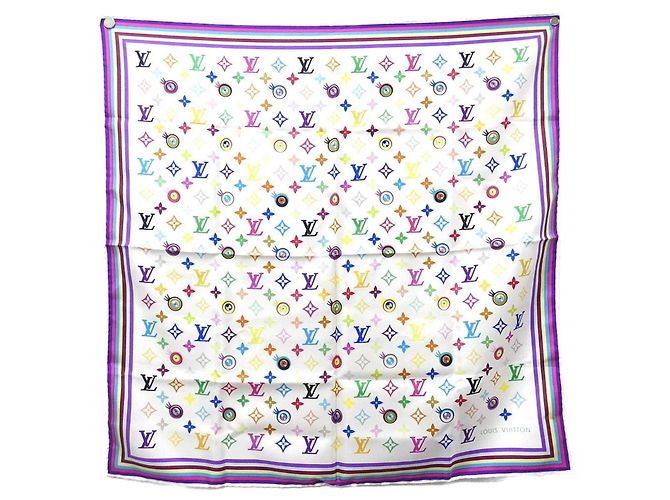 Louis Vuitton Multicolor Schal Muffler I Love Monogram Weiß