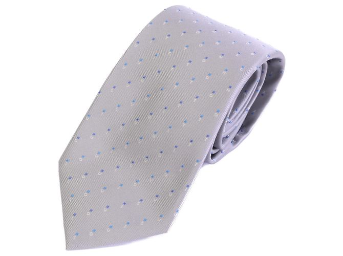 LOUIS VUITTON Cravate LV Spelling Silk Tie Gray Silver Men's Brown