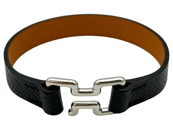 Hermès Bracciale HERMES Tonight Bangle in pelle nera da uomo Nero