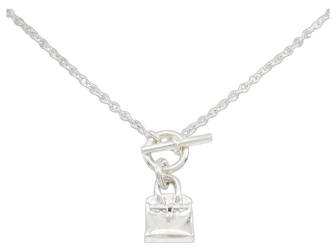 Hermès Amulett Birkin Halskette Silber