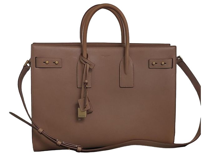Saint Laurent Sac de Jour Large Bege em Couro