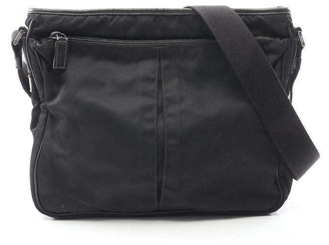 Saffiano Bolso de Hombro de Nylon Negro Prada