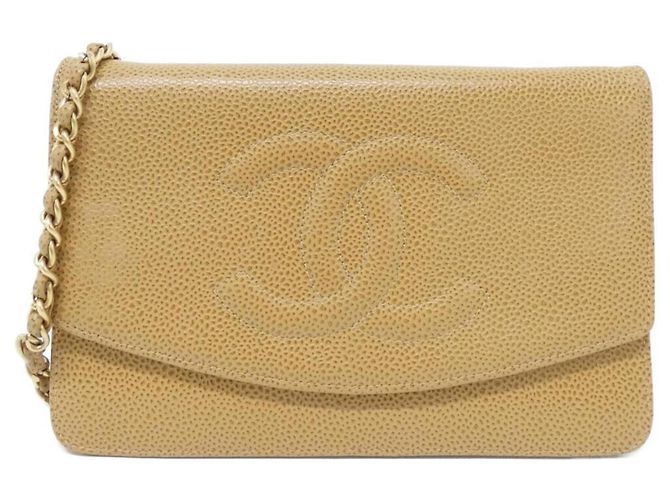 Cartera de Cadena CC Timeless de Chanel Beige