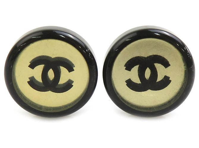 Pendientes de clip Chanel negros y plateados Plata 
