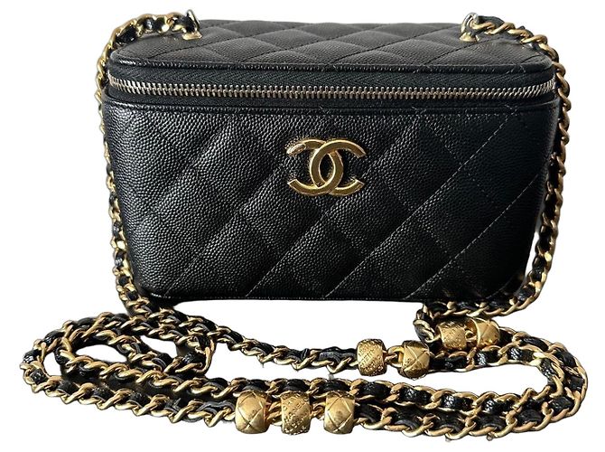 Chanel Vanity Case in pelle caviar nera Nero