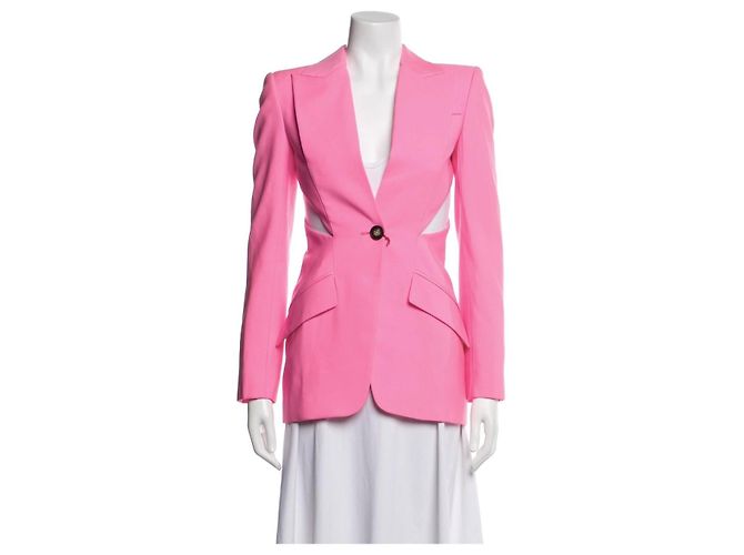 Alexander McQueen Pink Wool Slashed Cut-out Blazer Jacket