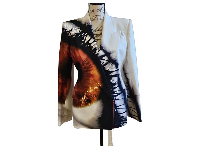 Completo Alexander McQueen Blazer e Pantaloni Avorio Nero Bianco Beige Bordò