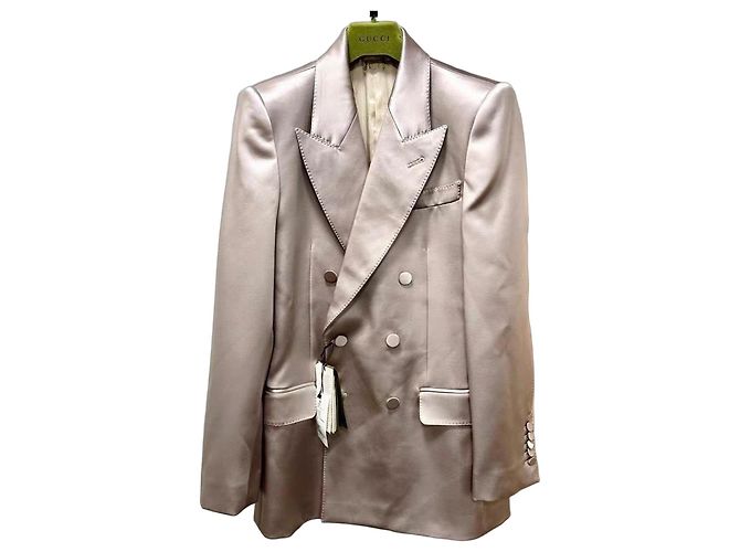 Gucci Giacca da abito in satin di seta rosa champagne Carne