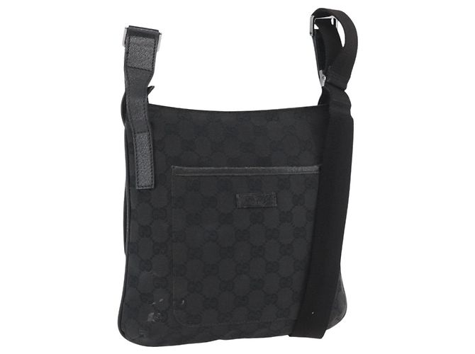 GUCCI GG Canvas Schultertasche Schwarz Silber 122793 Auth 173821