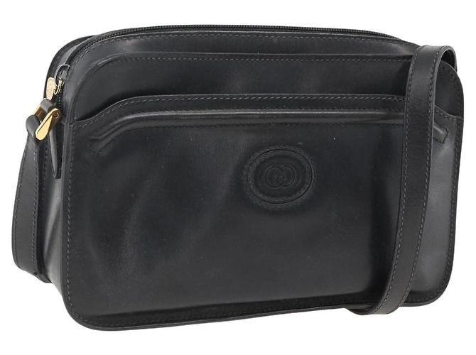 Borsa a Spalla in Pelle Nera e Oro GUCCI 007 256 0051 Auth 174016 Nero D'oro