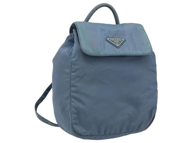 Sac à dos PRADA en nylon bleu bébé argent authentique ti3674 Argenté Bleu clair