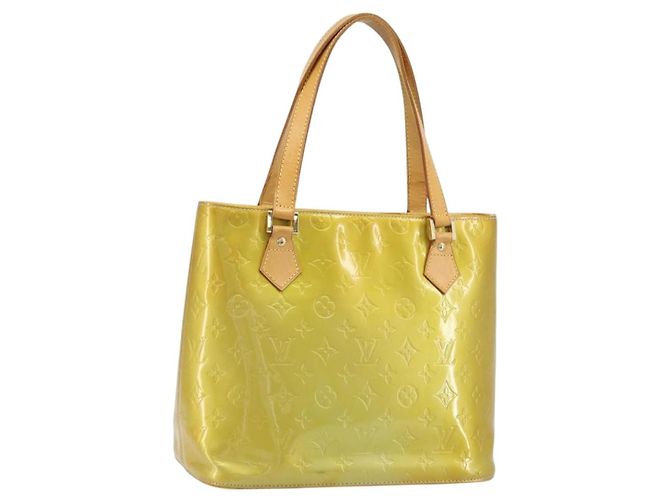 LOUIS VUITTON Sac à main Monogram Vernis Houston Gris M91053 LV Auth BA10897