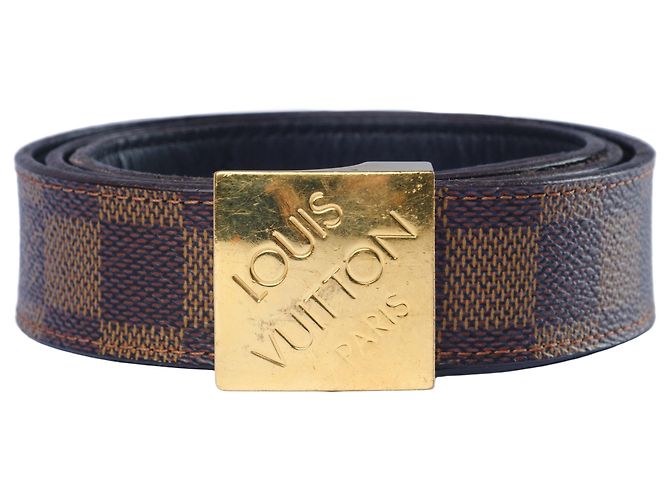 Cinto Louis Vuitton Damier Ebene com fivela em tom dourado Marrom