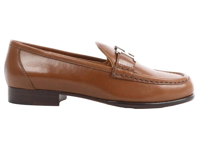 Hermès HERMES Constance Leder Slipper in Braun, Größe 36 EU