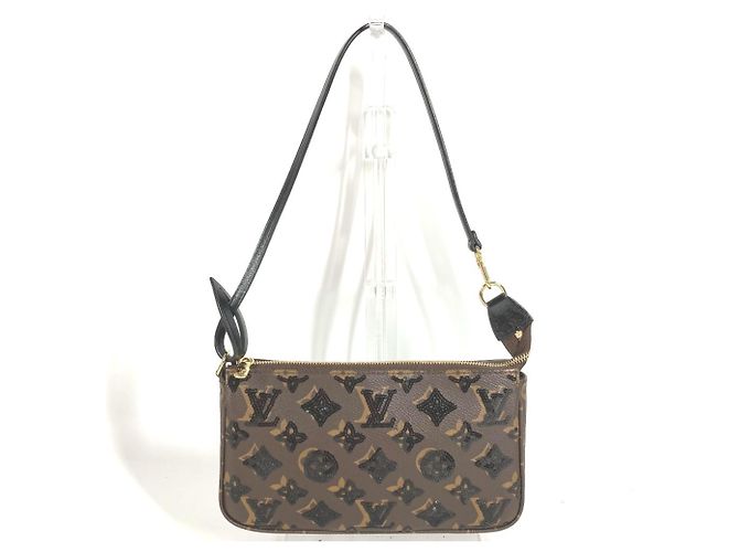 Pochette Accessoires Monogram en sequins Louis Vuitton Marron Monogramme