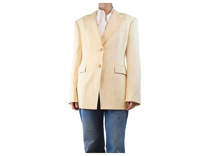 Nanushka Butter yellow textured blazer - size S