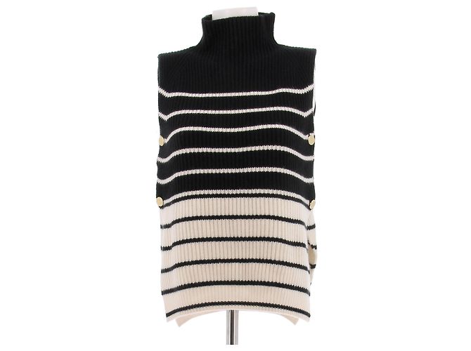 Autre Marque Pull sans manches marinière en cachemire Noir