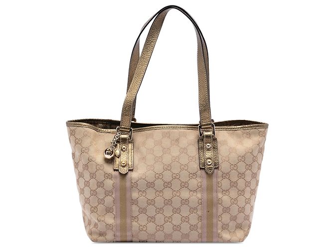Gucci Beige GG Canvas Web Jolicoeur Tote
