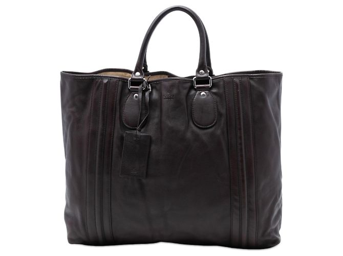 Bolsa tote de couro marrom Gucci Castanho escuro