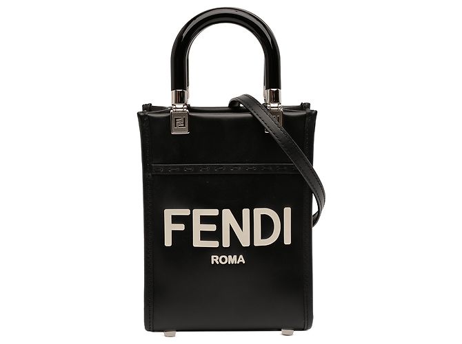 Fendi Mini Tote Sunshine Shopper de Cuero Negro