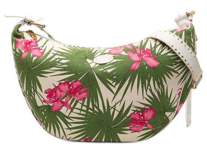 Céline Celine Bolsa transversal de lona estampada floral branca Branco
