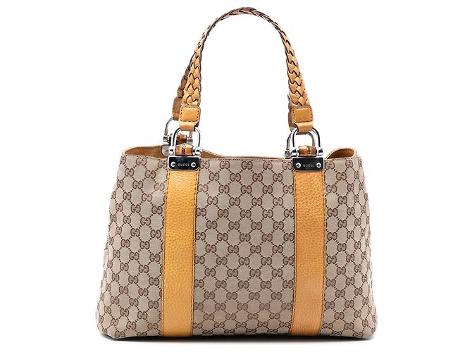 Gucci Beige GG Canvas Bamboo Libeccio Tote