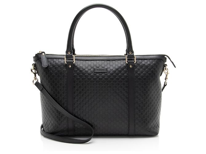 Gucci Microguccissima Leder Joy Medium Zip Tote Schwarz