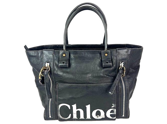 Chloé Tote en cuir noir orné du logo Eclipse de Chloe  EBAY EN DIRECT
