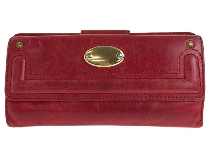 Chloé Chloe Red Leather Long Wallet