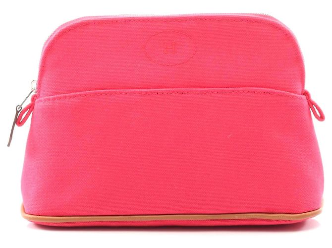 Pochete Bolide 20 em lona e couro Hermès Rosa