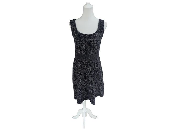 Tweed-Kleid Christian Dior Grau Metallisch Dunkelblau