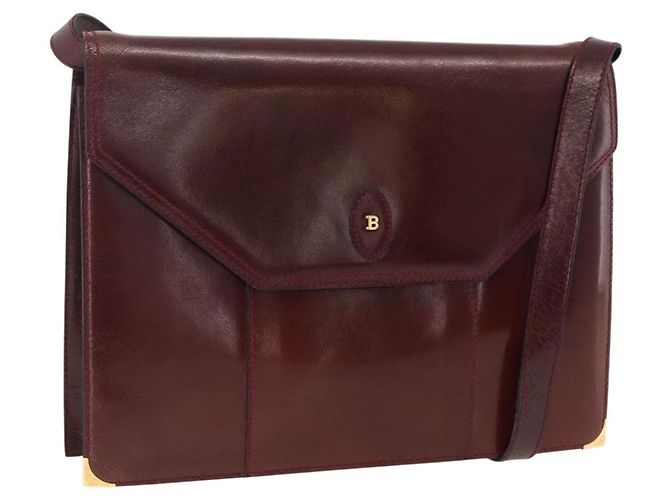 BALLY Borsa a Spalla in Pelle Bordeaux Oro Auth 173972 D'oro Bordò