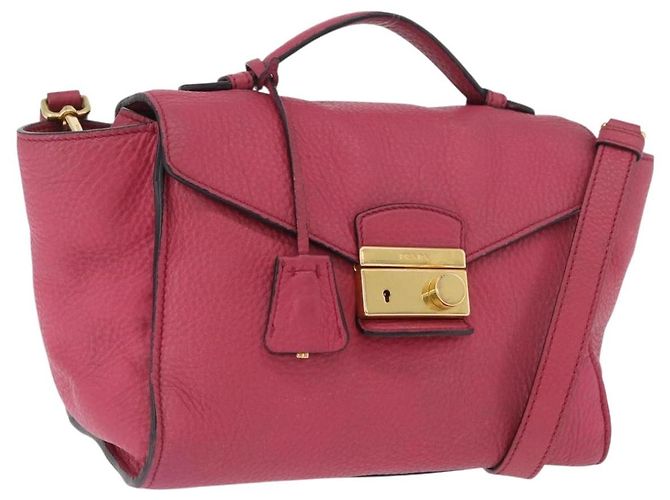 PRADA Sac à main en cuir 2 en 1 Rose Or Auth ka2915 Doré