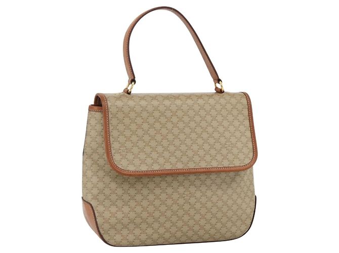 Céline CELINE Macadam Canvas Handtasche PVC Beige Gold Auth LNZ539 Golden