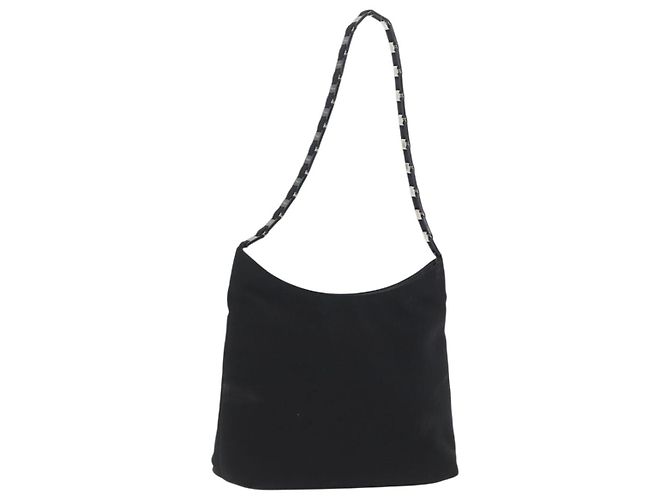 Borsa a Spalla Chain Vala in Nylon Nero Salvatore Ferragamo Auth BA10885