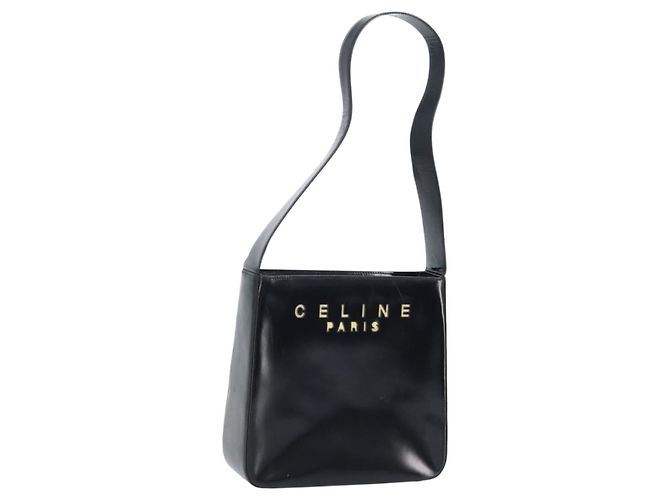 Céline Borsa a Spalla CELINE in Pelle Nera Oro Auth LNZ211 Nero D'oro