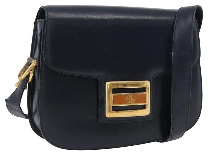 Gucci Borsa a Spalla in Pelle Blu Navy Oro Auth 169677 D'oro