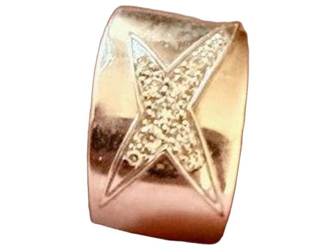 Anel Mauboussin de Ouro Branco com Estrela e Diamantes Tamanho 52 Hardware prateado
