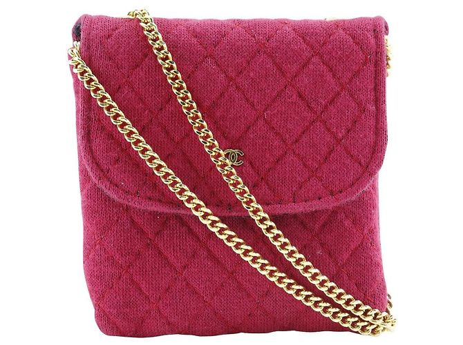Bolsa de Algodão Chanel com Corrente Vermelho