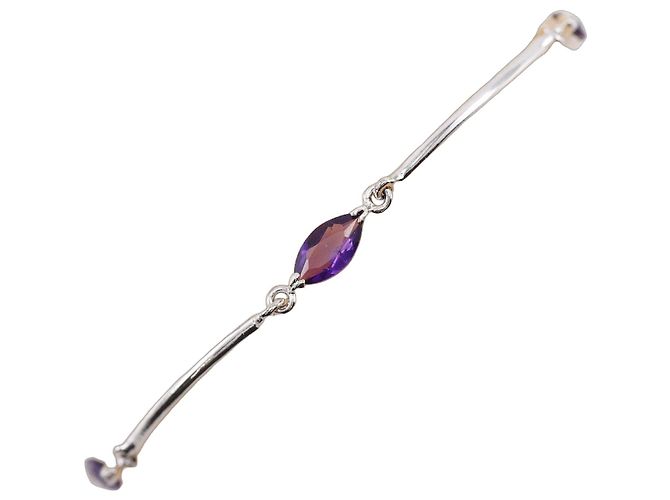 Autre Marque 5P Silver Amethyst Bracelet Purple