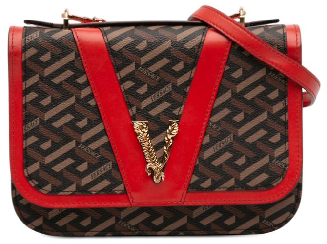 Sac Virtus en toile enduite La Greca marron de Versace