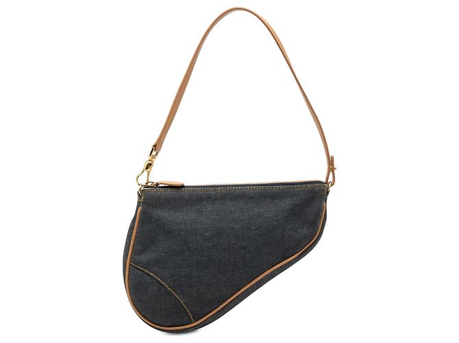 Pochette Saddle Mini in Denim Blu Dior 