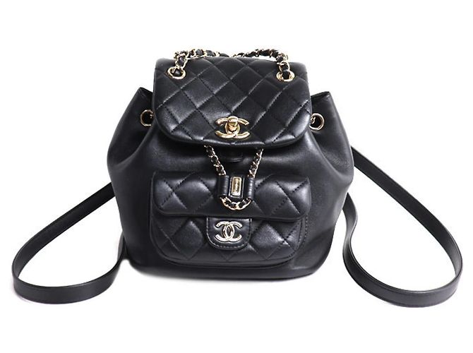 Mochila de couro matelassé Chanel Preto