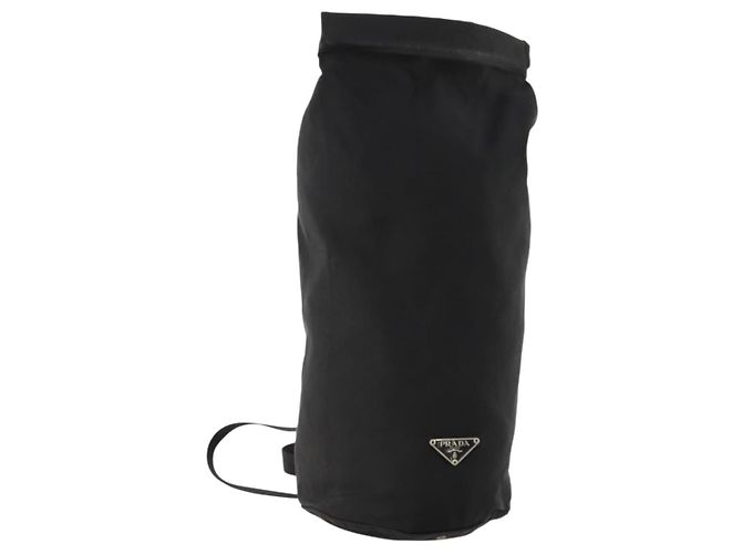 Sac à épaule PRADA en nylon noir argent authentique 171649 Argenté