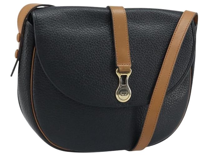 Borsa a Spalla Christian Dior in Pelle Nera e Oro Auth ep13624 Nero D'oro